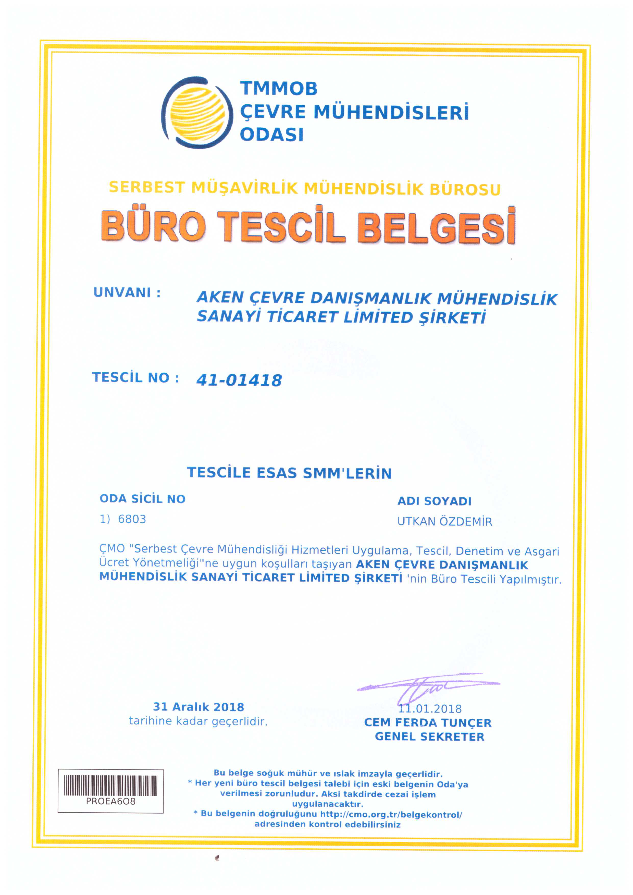 İşyeri Açma Ve Çalışma Ruhsatı